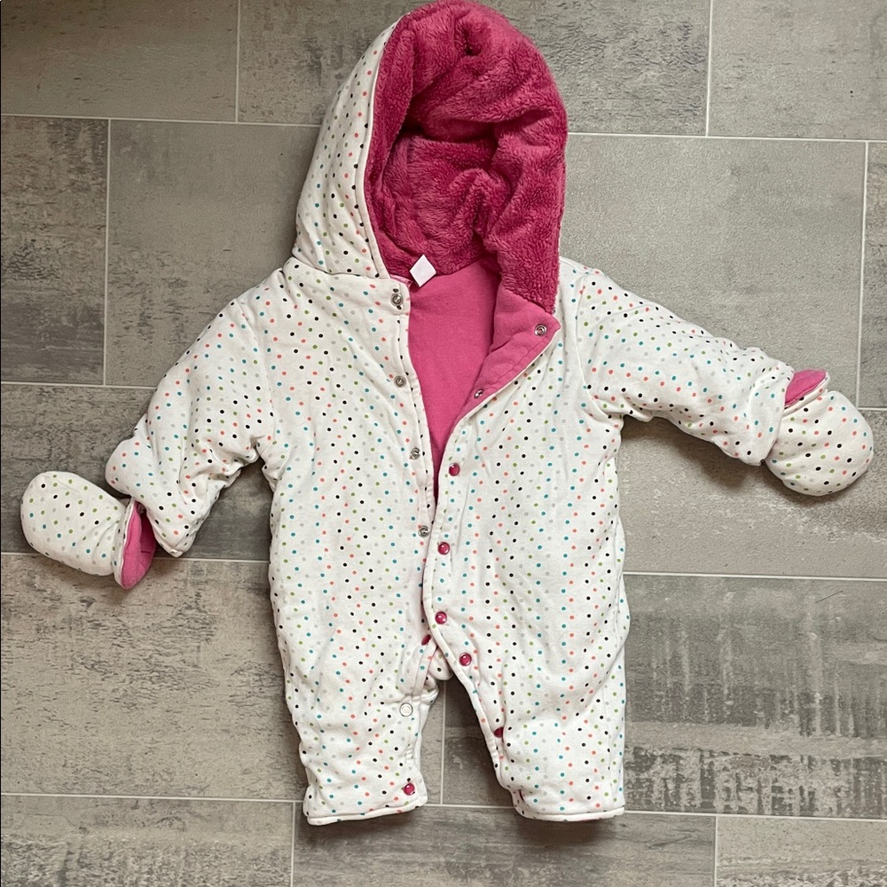 2/$10 Pink Zebra Cozy Baby Outfit with Polka Dots